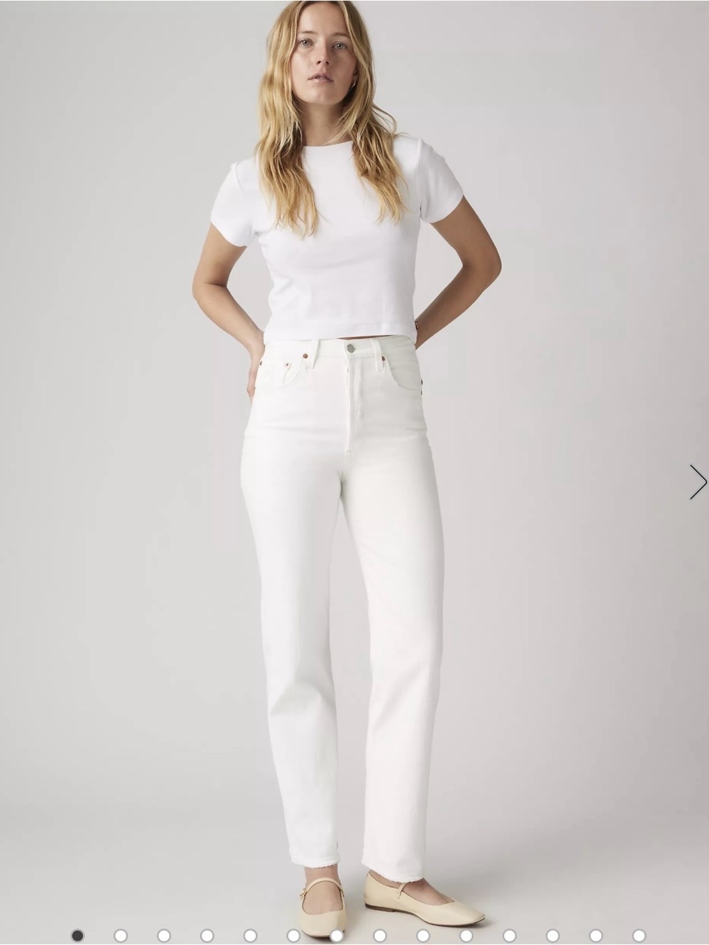 Levi's White High-Rise Straight Leg Jeans